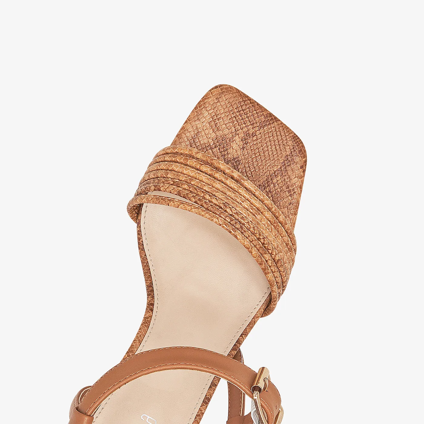 Snake Textured Block Heels
