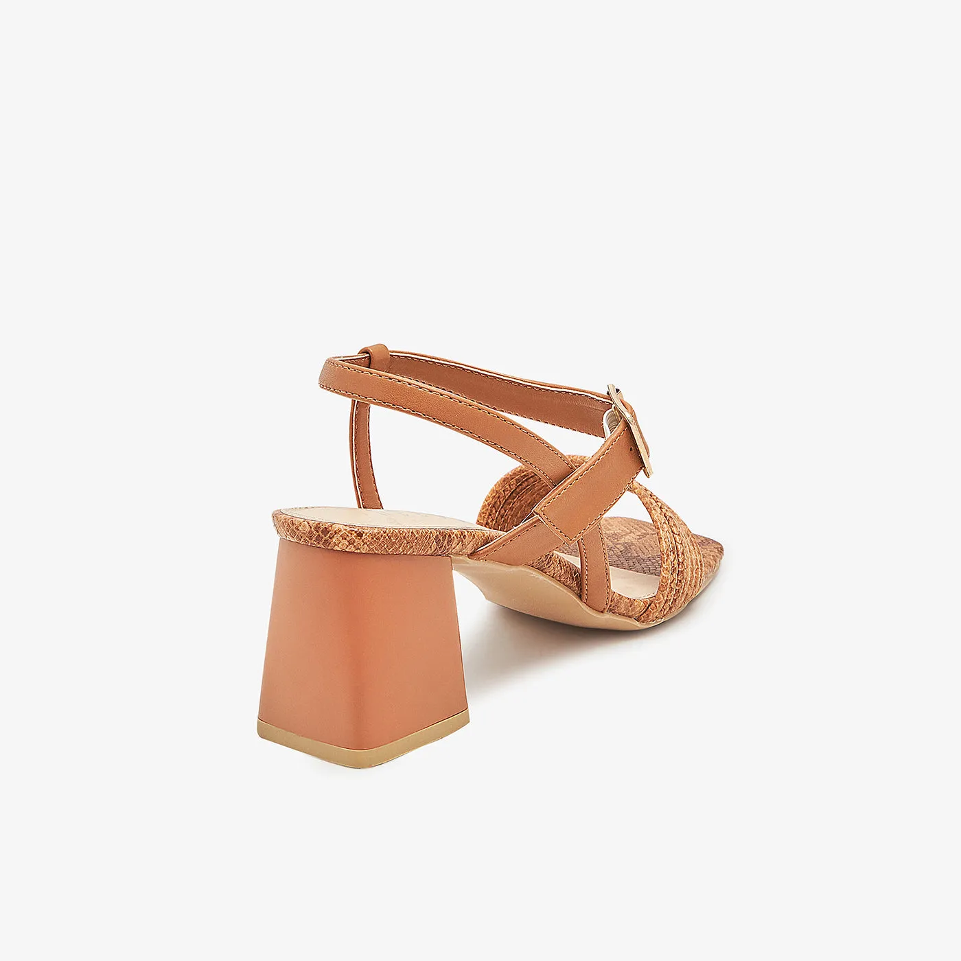 Snake Textured Block Heels