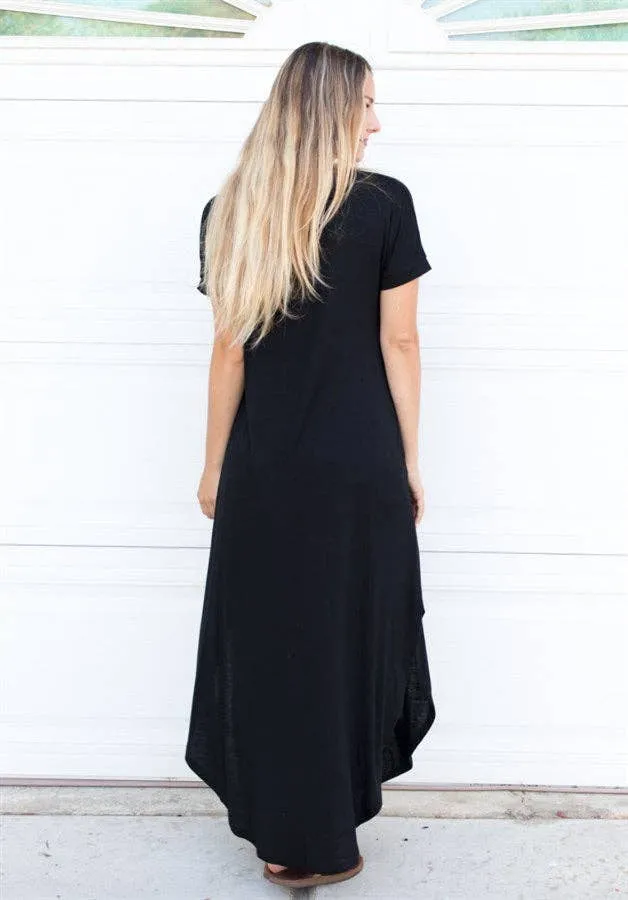 Solid Relaxed Maxi Dress: Black