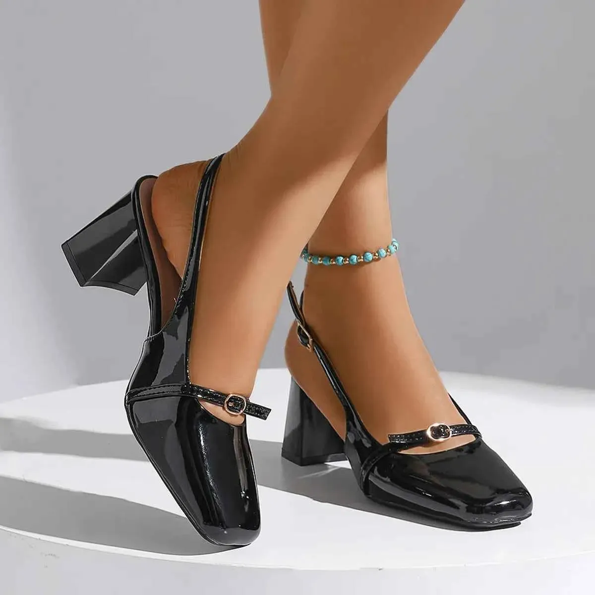 Square Toe Block Heels Pumps - Stylish and Comfortable Footwear