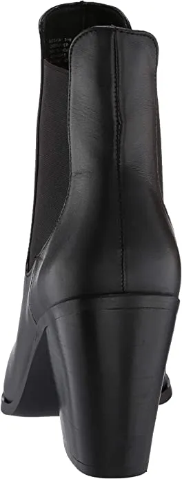 STEVEN by Steve Madden Women's GAIL Ankle Boot, Black Leather, 6.5 M US