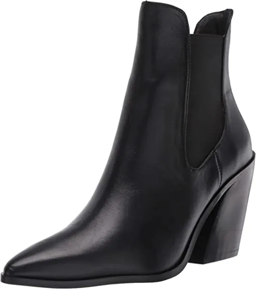 STEVEN by Steve Madden Women's GAIL Ankle Boot, Black Leather, 6.5 M US