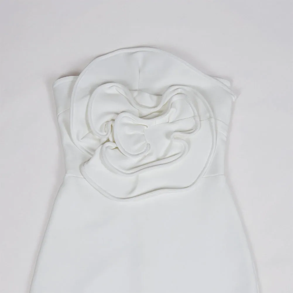 Strapless Sleeveless Flower Over Knee Bandage Dress PZM117