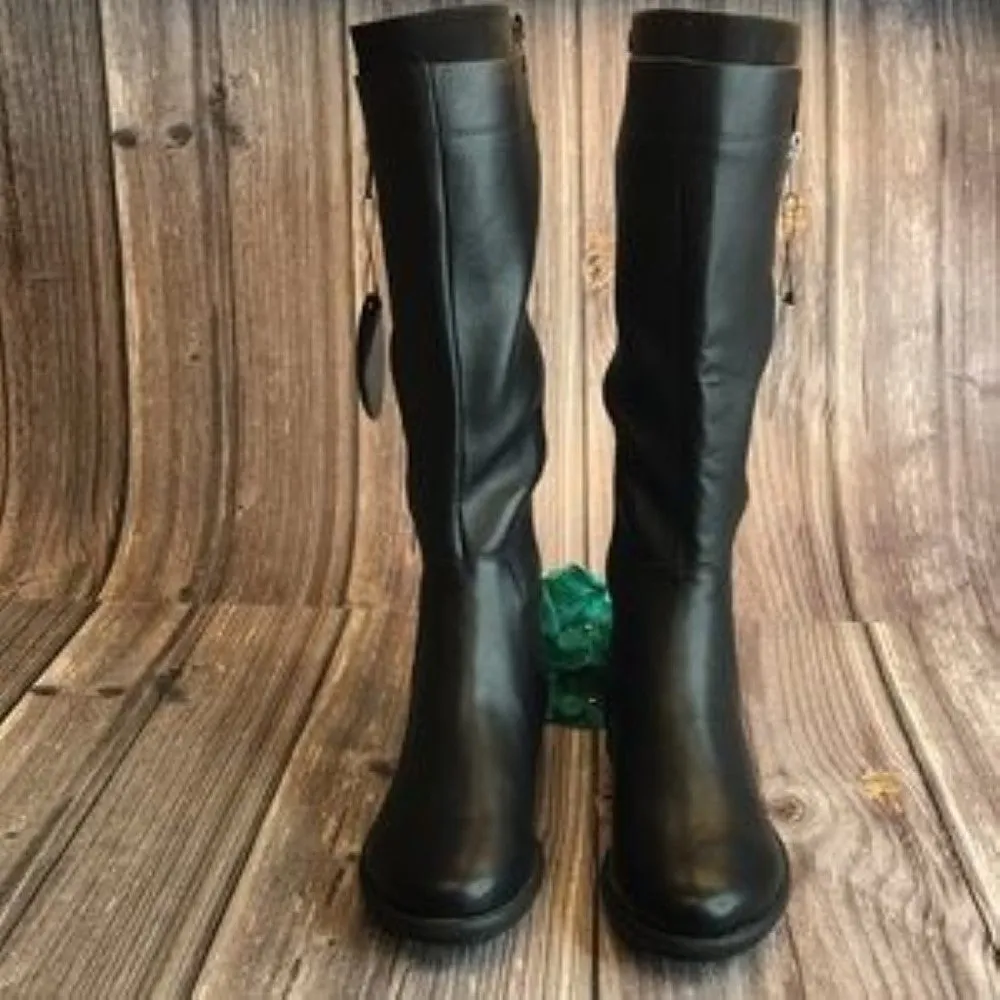 STYLE & CO Olliee Black Zip Riding Boots 8M