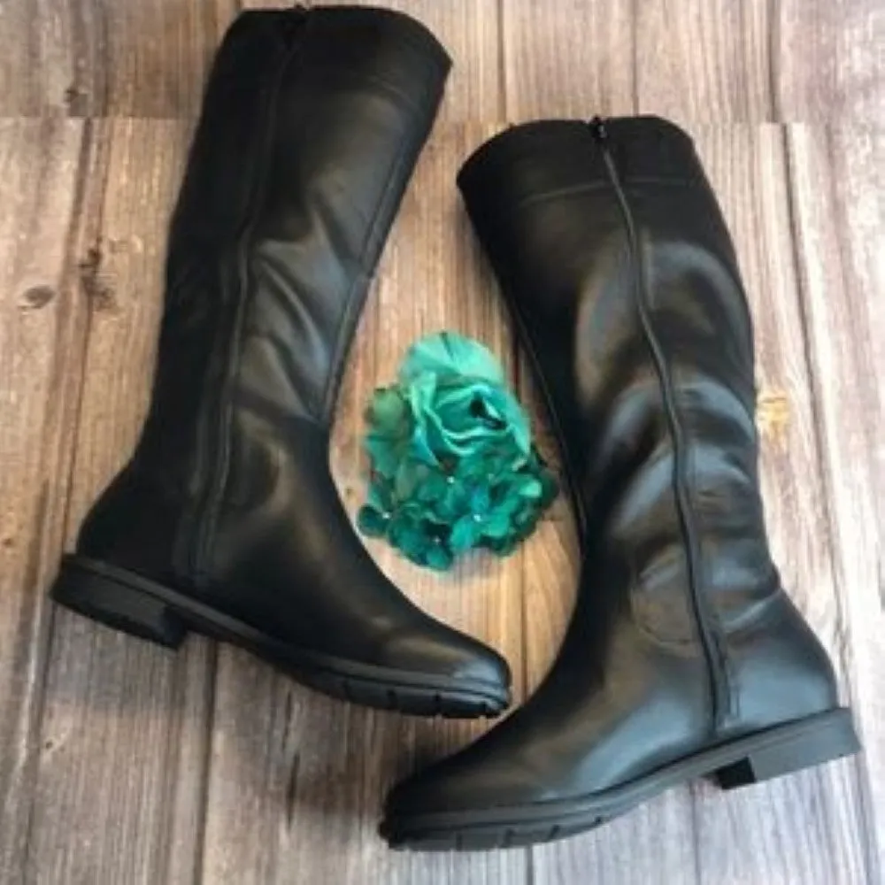 STYLE & CO Olliee Black Zip Riding Boots 8M
