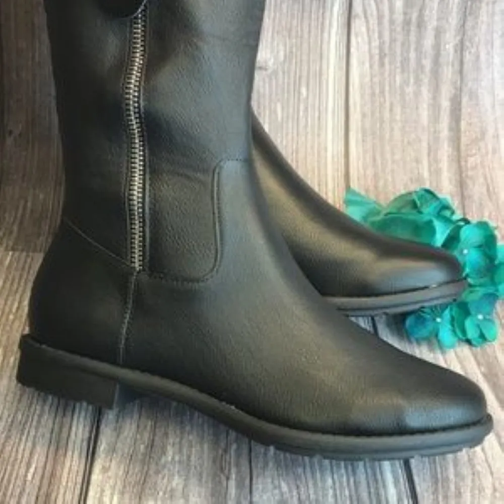 STYLE & CO Olliee Black Zip Riding Boots 8M