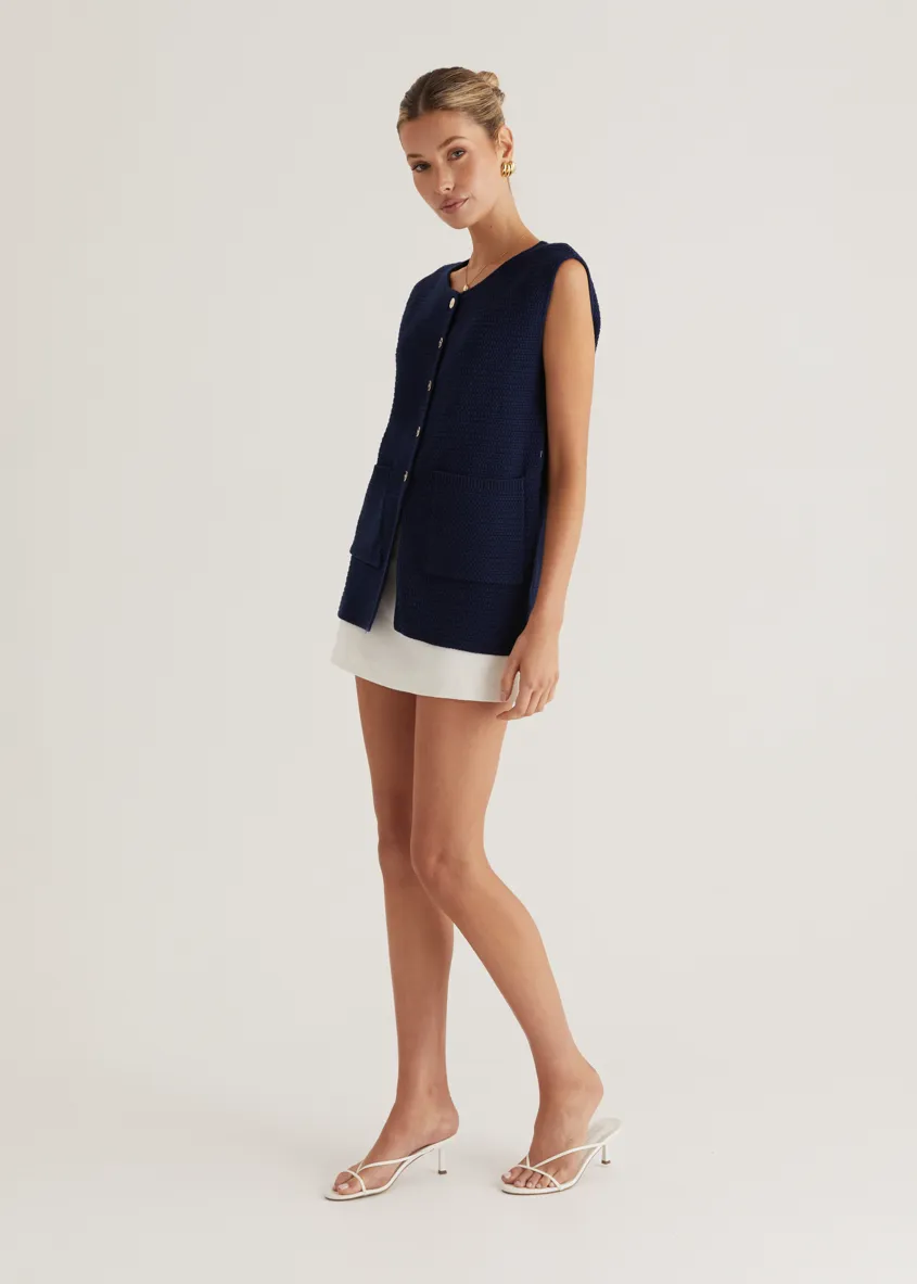 Tiffany Knit Vest - Navy