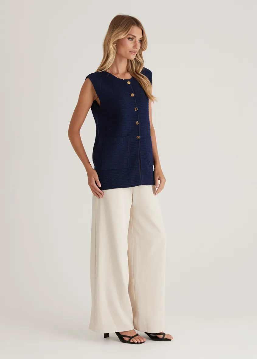 Tiffany Knit Vest - Navy