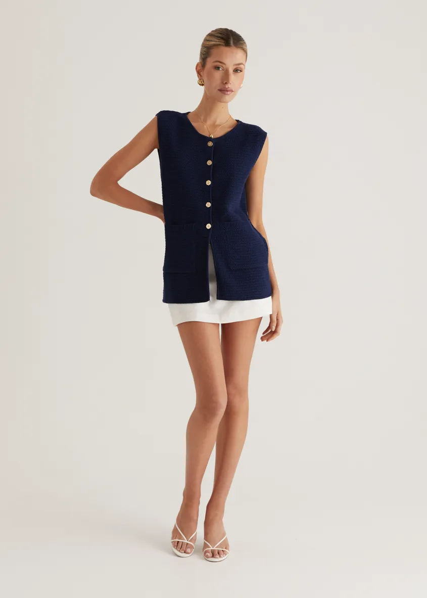 Tiffany Knit Vest - Navy