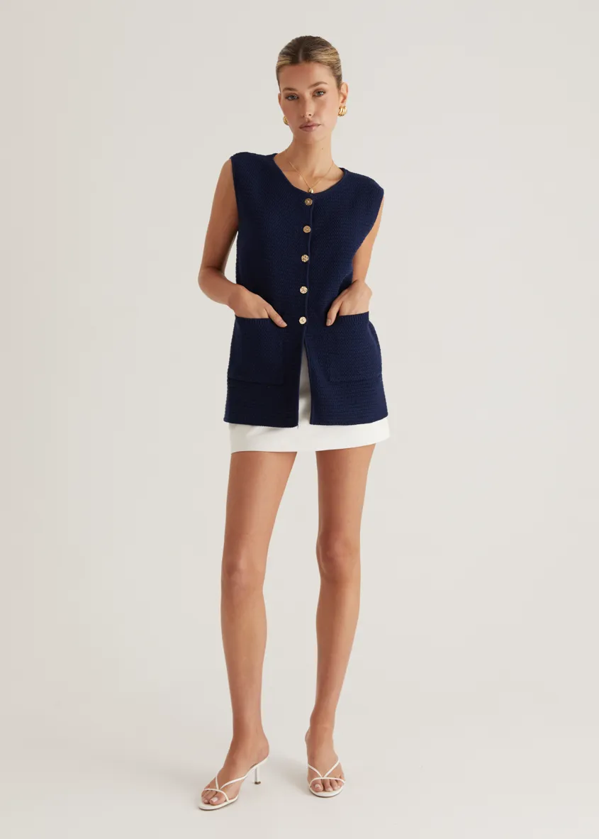 Tiffany Knit Vest - Navy