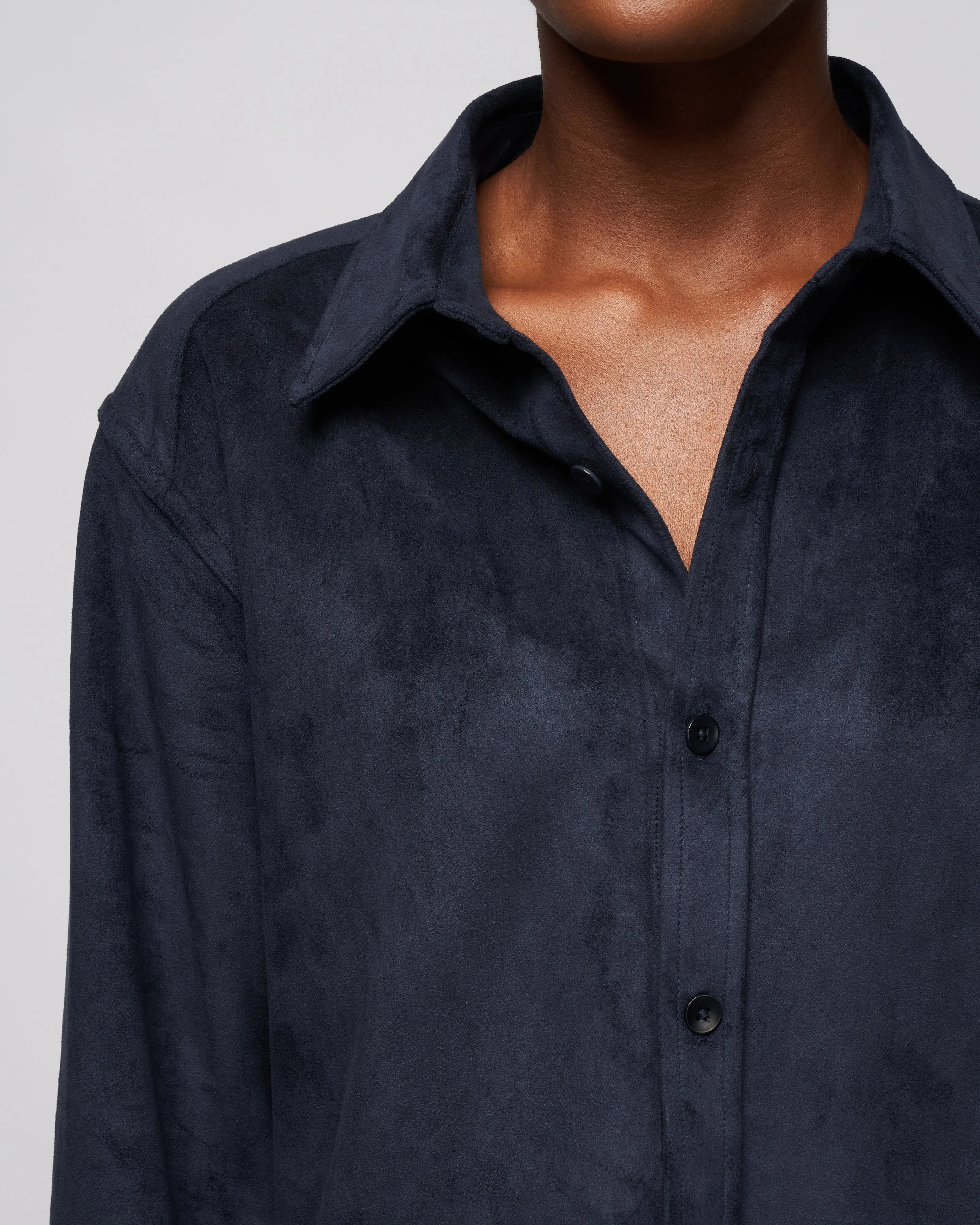 ultrasuede mens slim shirt - midnight navy