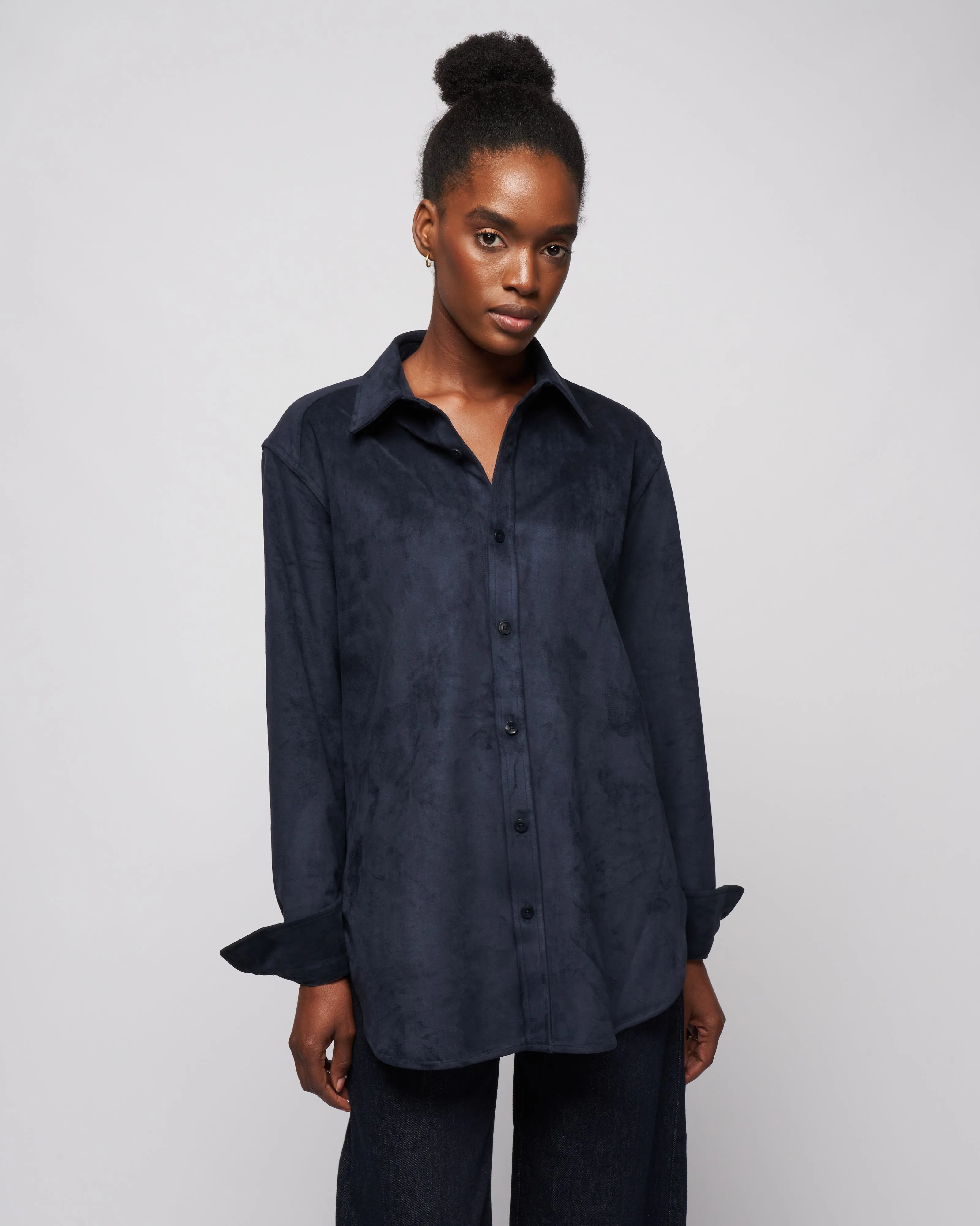 ultrasuede mens slim shirt - midnight navy