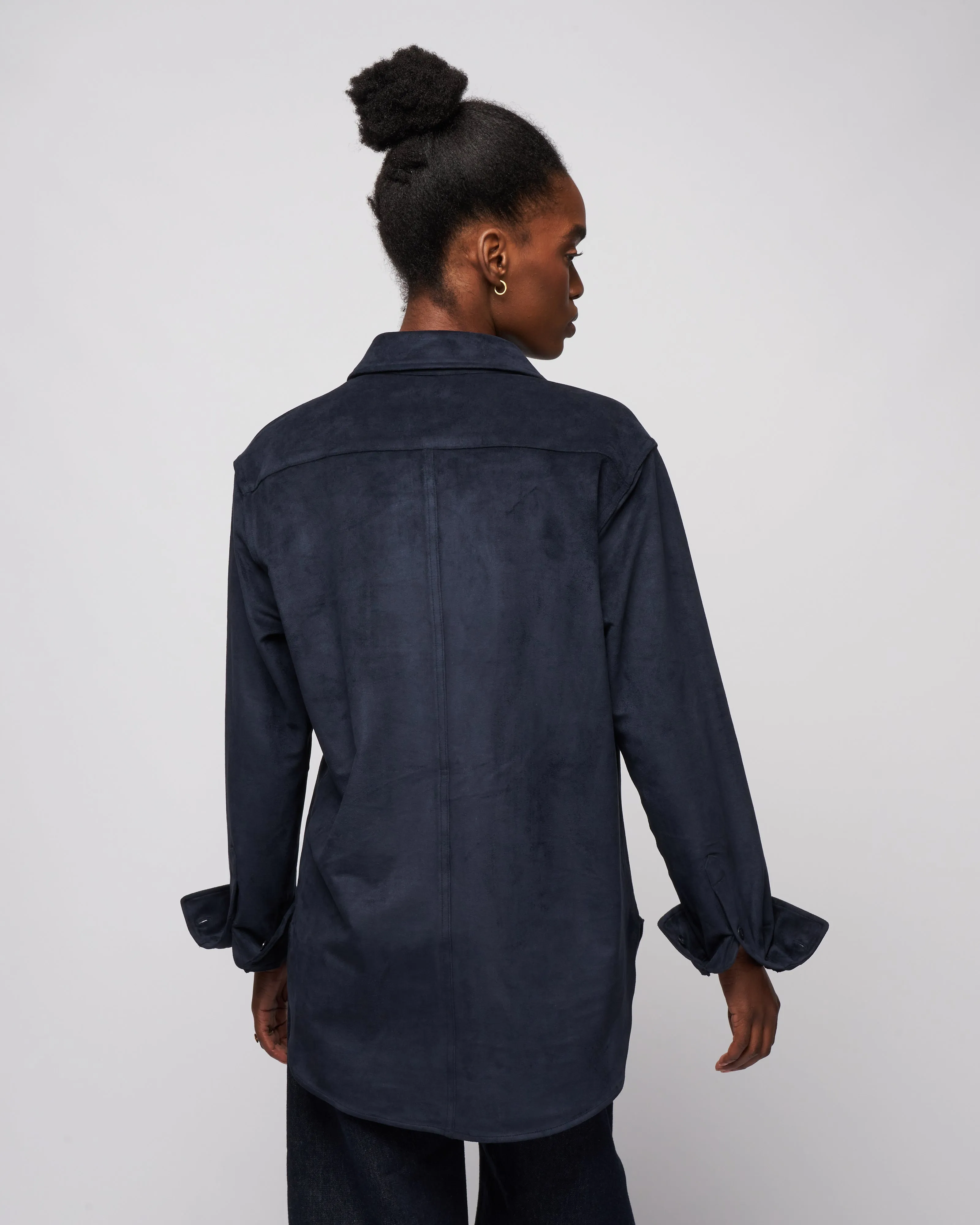 ultrasuede mens slim shirt - midnight navy