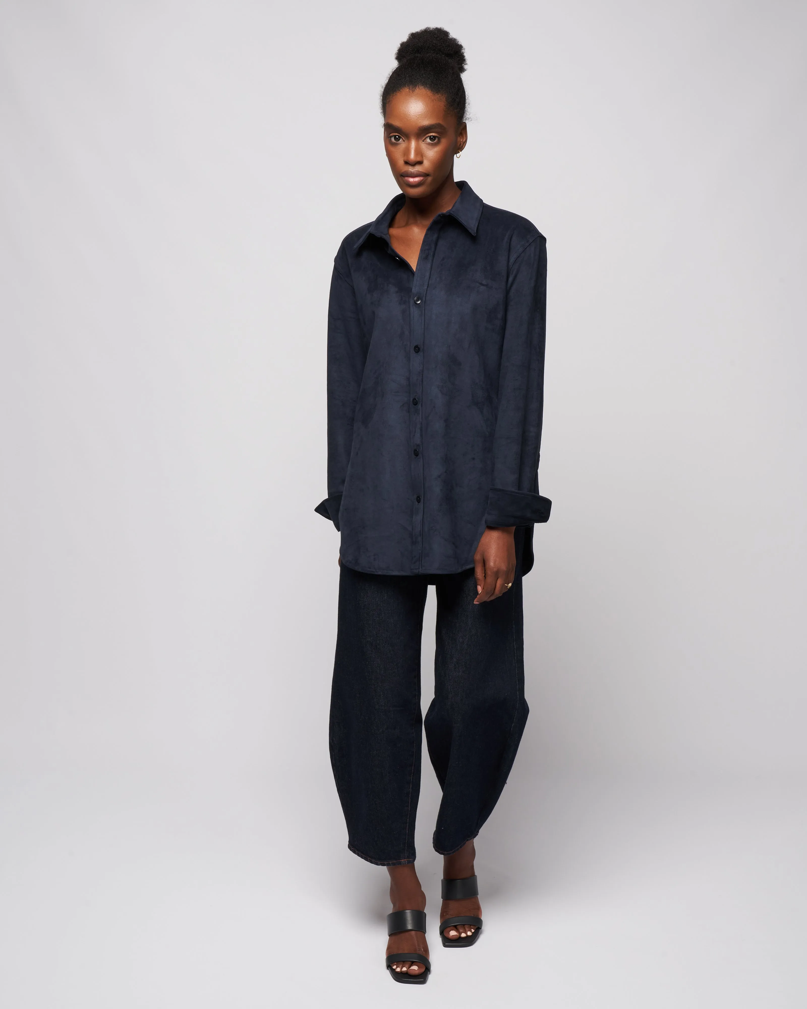ultrasuede mens slim shirt - midnight navy