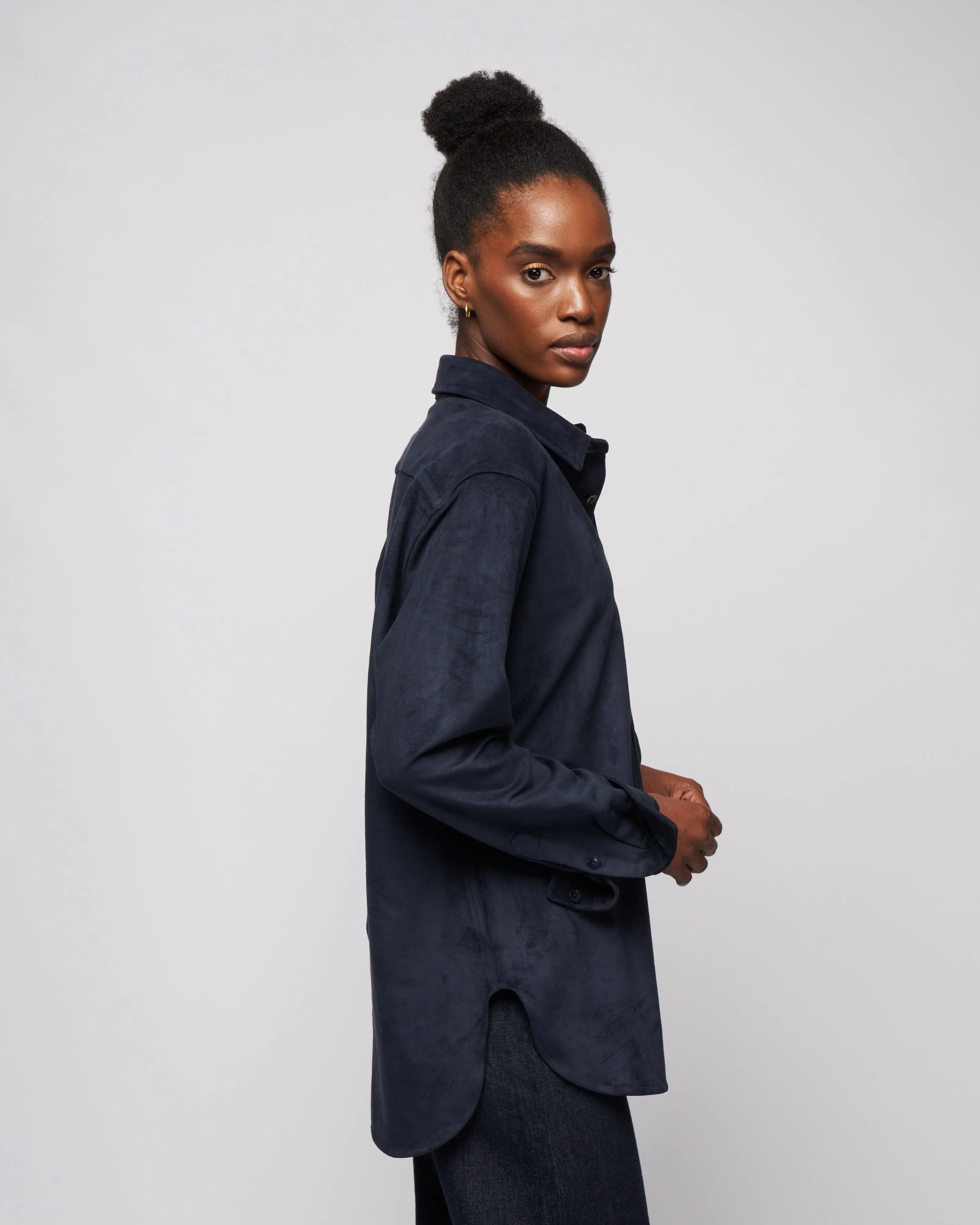 ultrasuede mens slim shirt - midnight navy