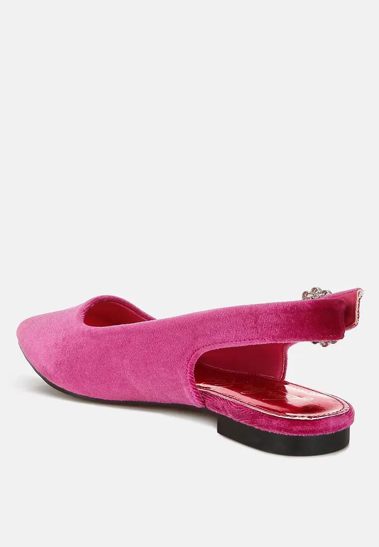 Velvet Slingback Flat Sandals By RAG