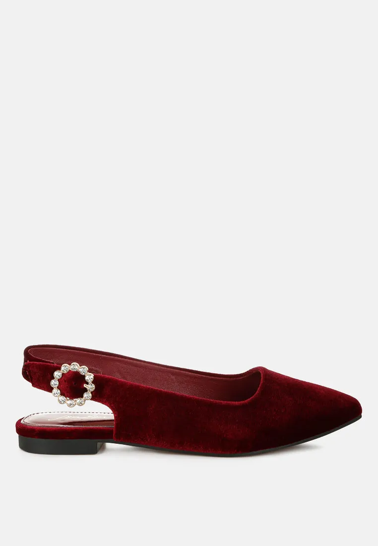 Velvet Slingback Flat Sandals By RAG