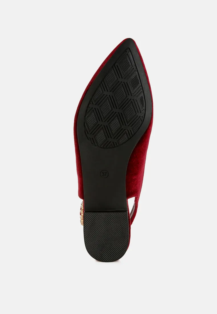 Velvet Slingback Flat Sandals By RAG