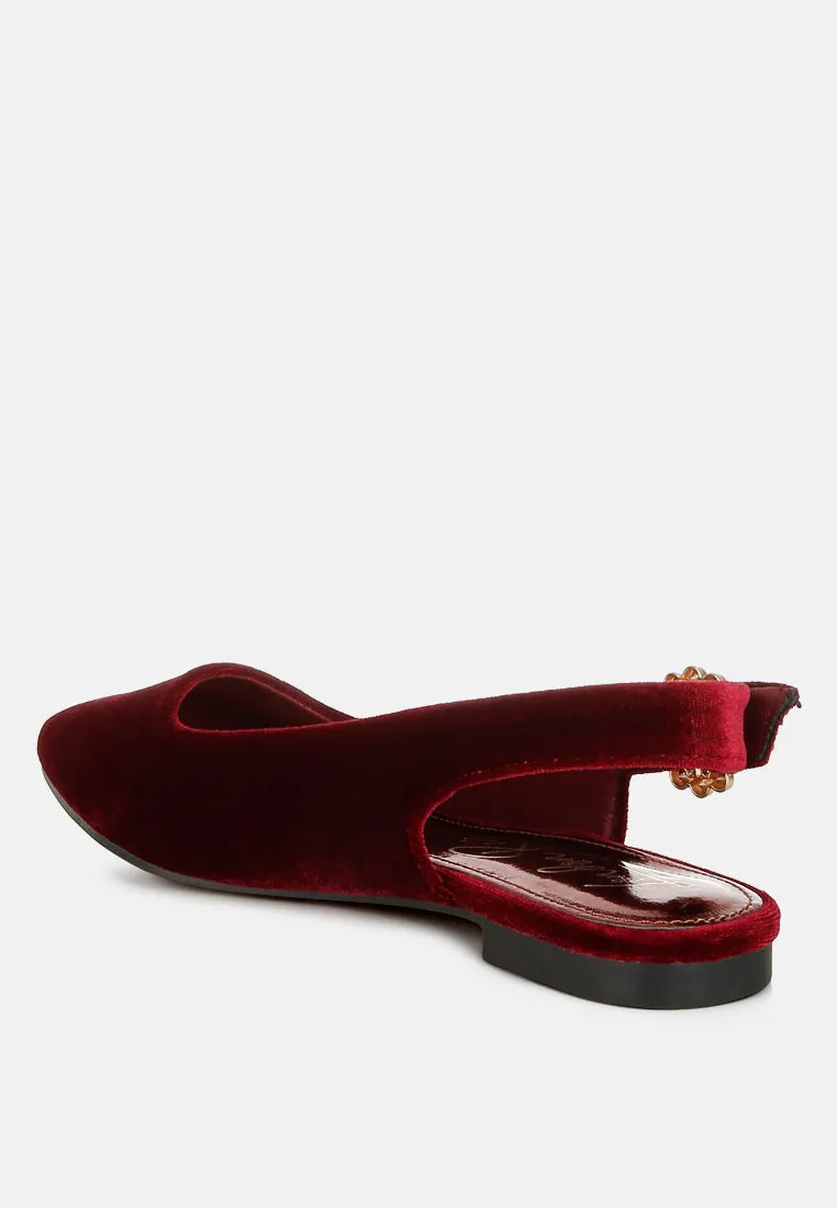Velvet Slingback Flat Sandals By RAG