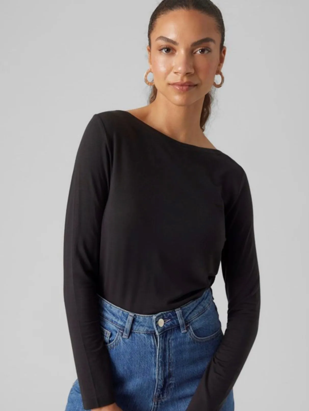 Vero Moda Black Boat Neck Top