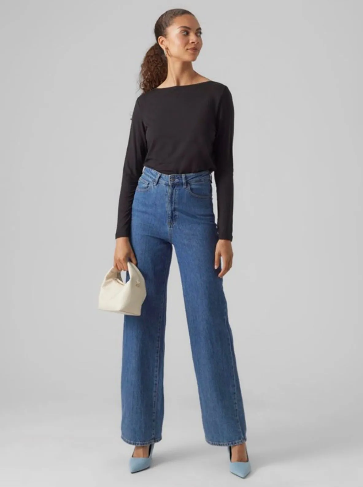 Vero Moda Black Boat Neck Top