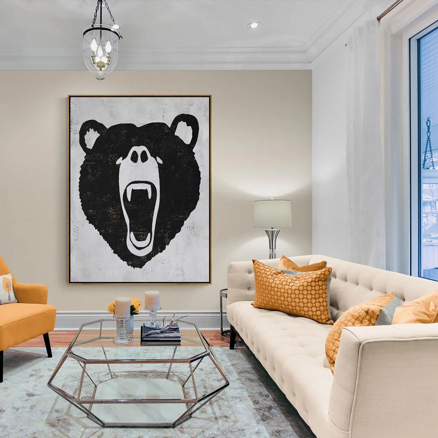 Vertical Abstract Bear Painting H263V