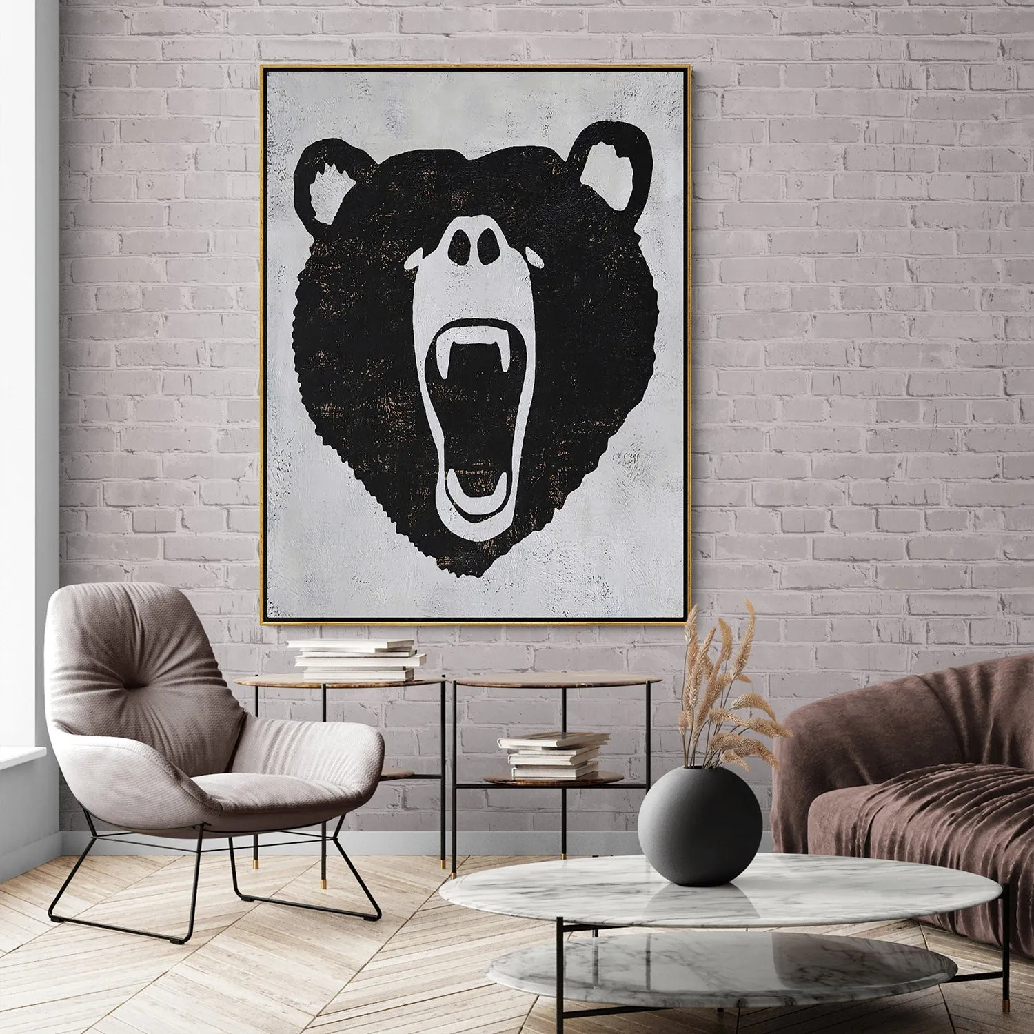 Vertical Abstract Bear Painting H263V