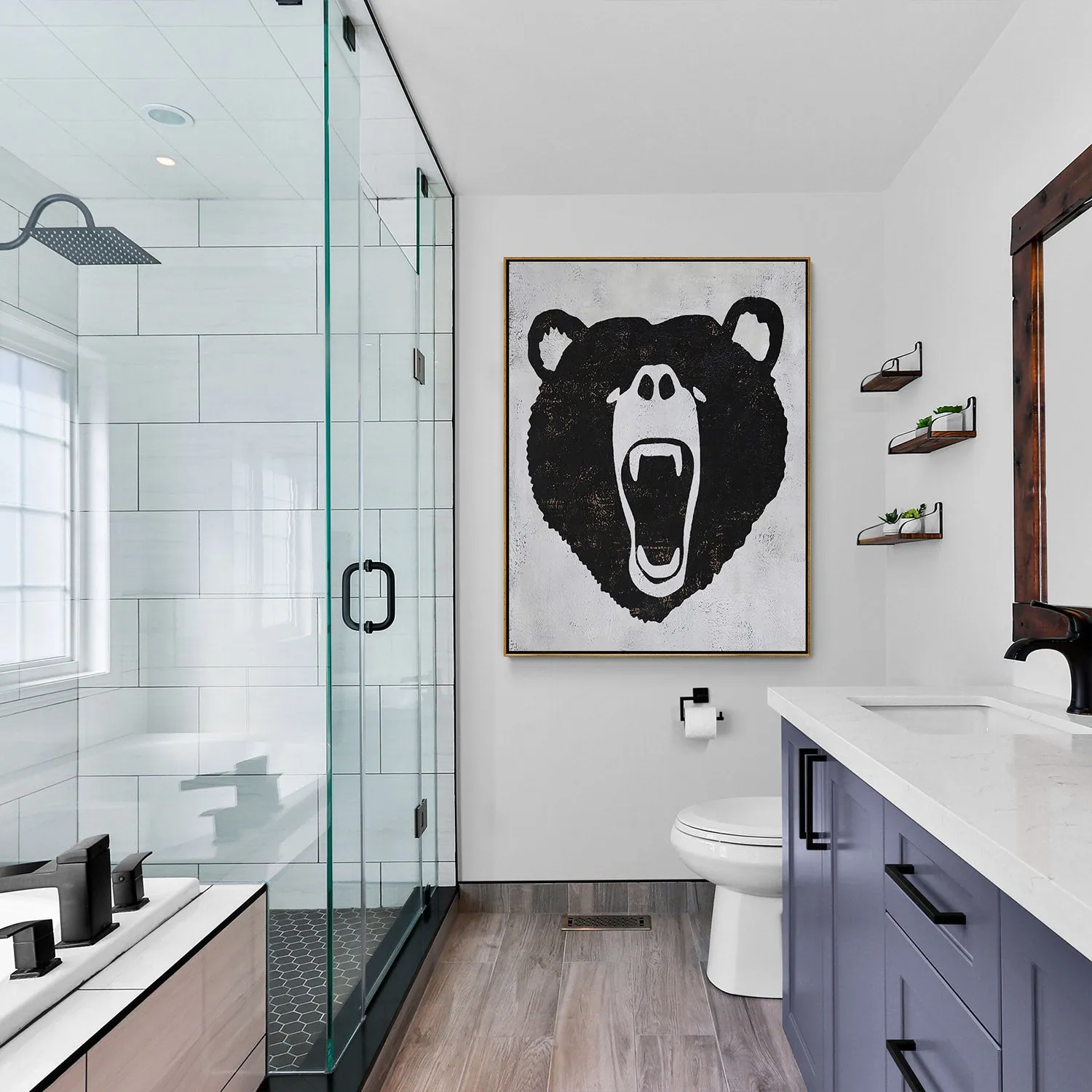 Vertical Abstract Bear Painting H263V