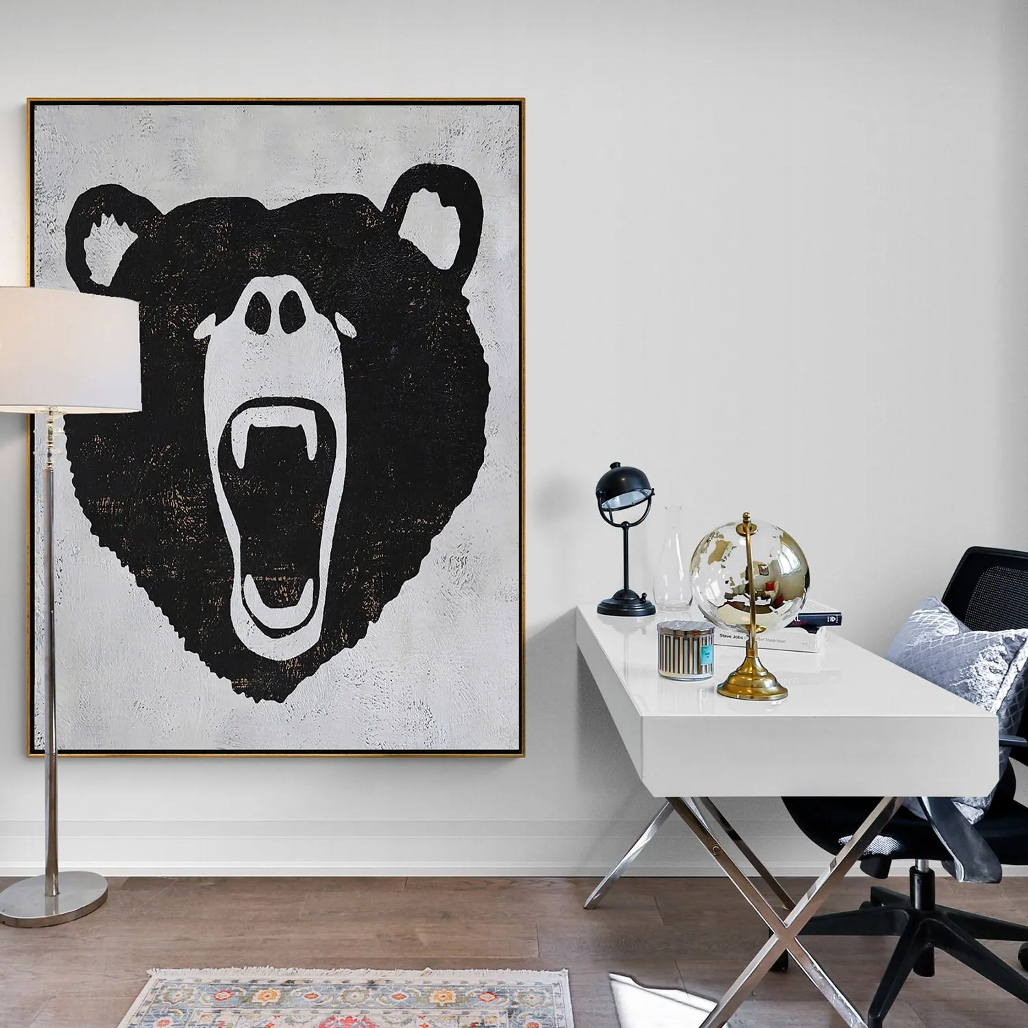 Vertical Abstract Bear Painting H263V