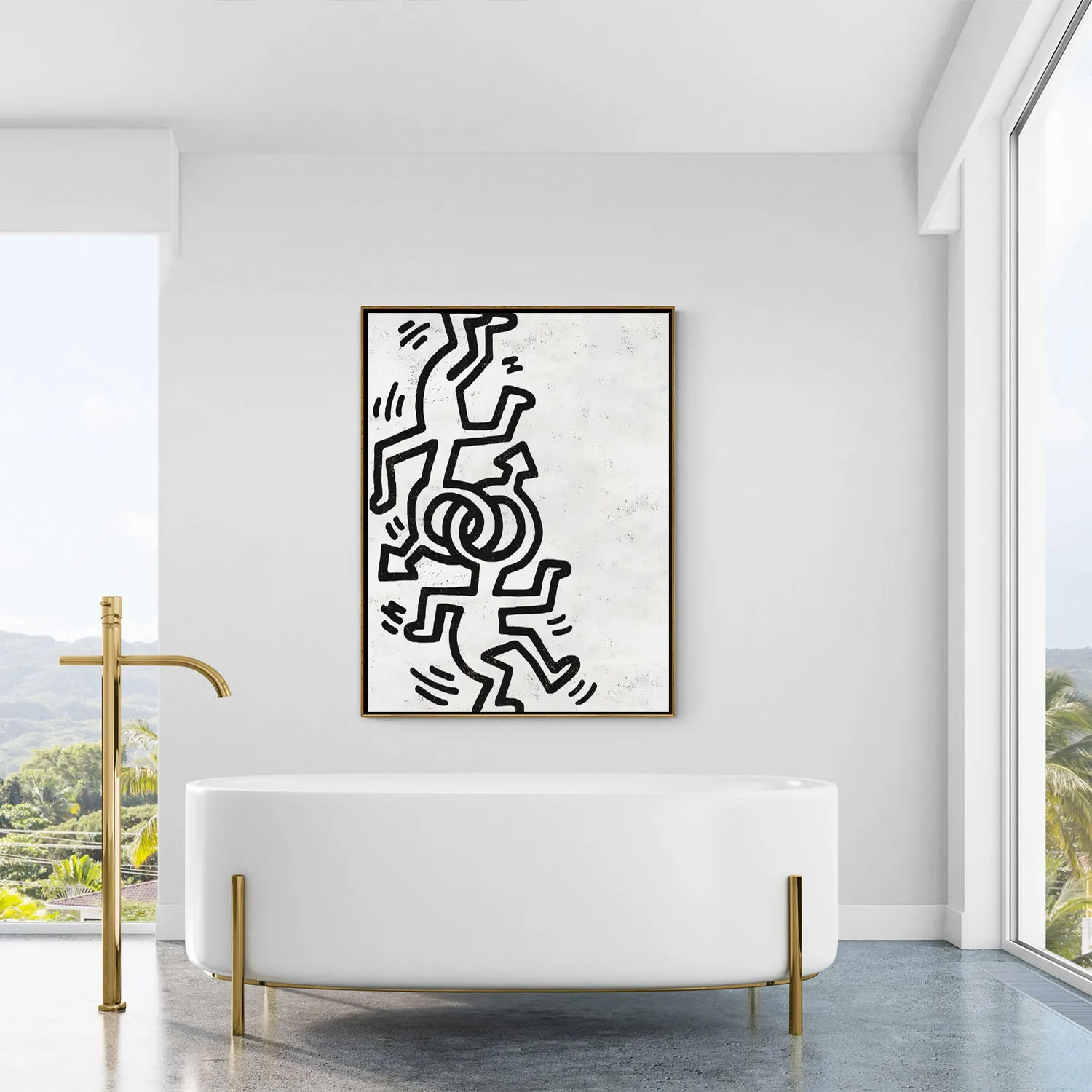 Vertical Abstract Dancing Man Painting H308V