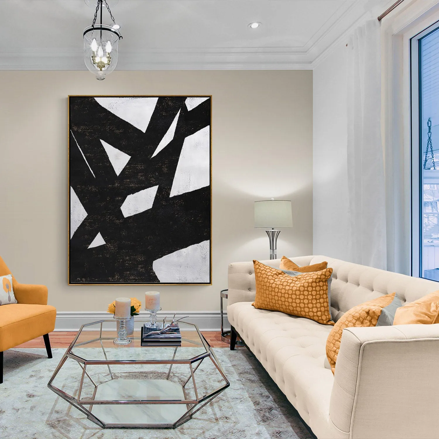 Vertical Minimal Geometric Painting H79V