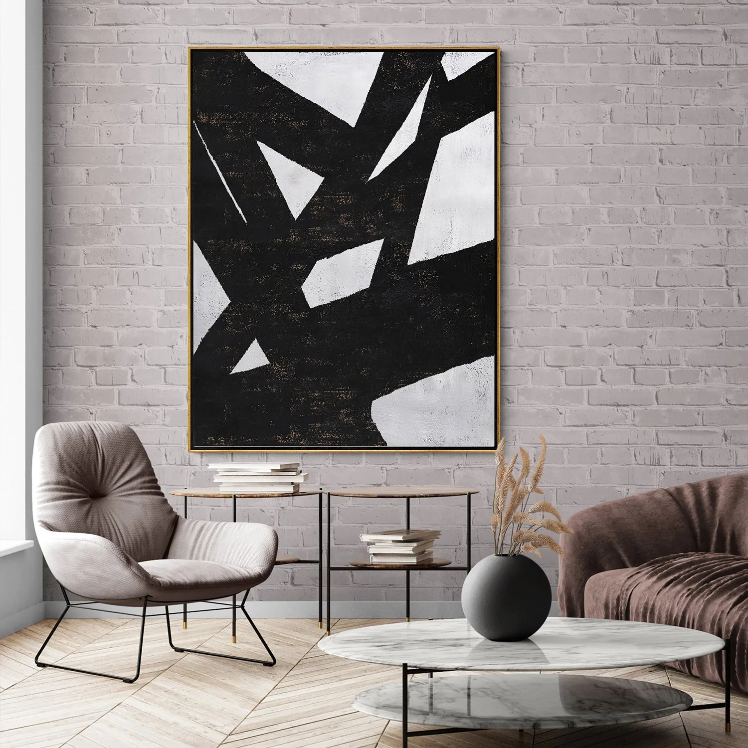 Vertical Minimal Geometric Painting H79V