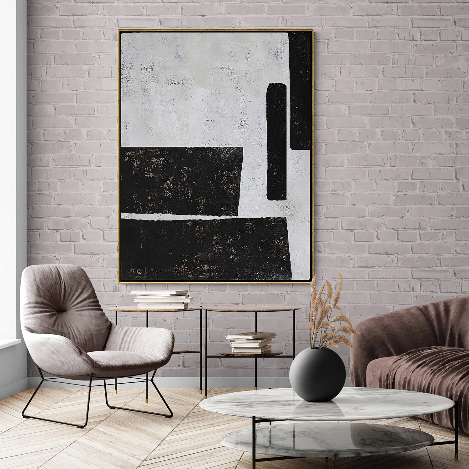 Vertical Minimal Geometric Painting H82V
