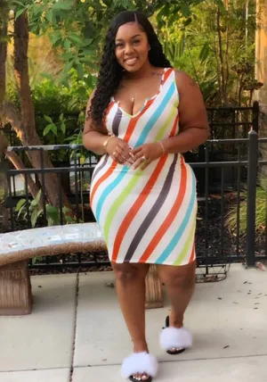 Vibrant Striped Sleeveless Bodycon Dress for Effortless Summer Style