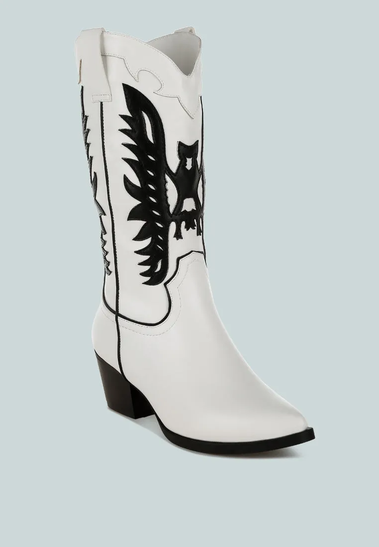 Winged Patchwork Cowboy Boots By RUW