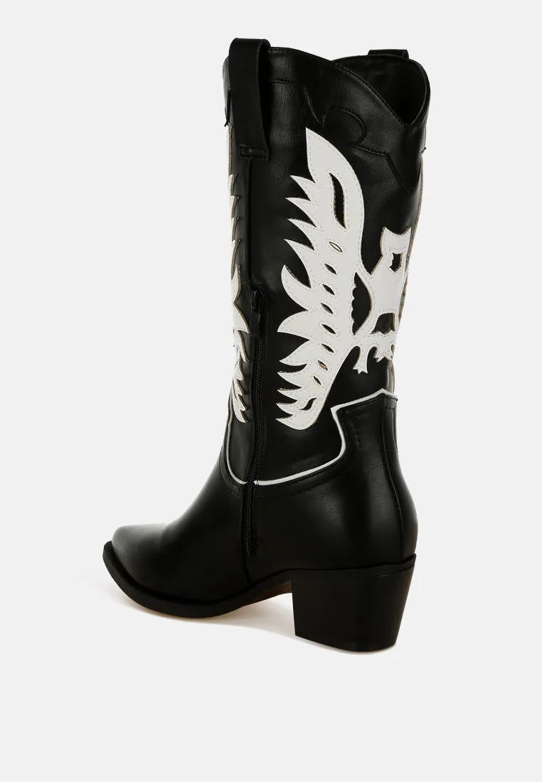 Winged Patchwork Cowboy Boots By RUW