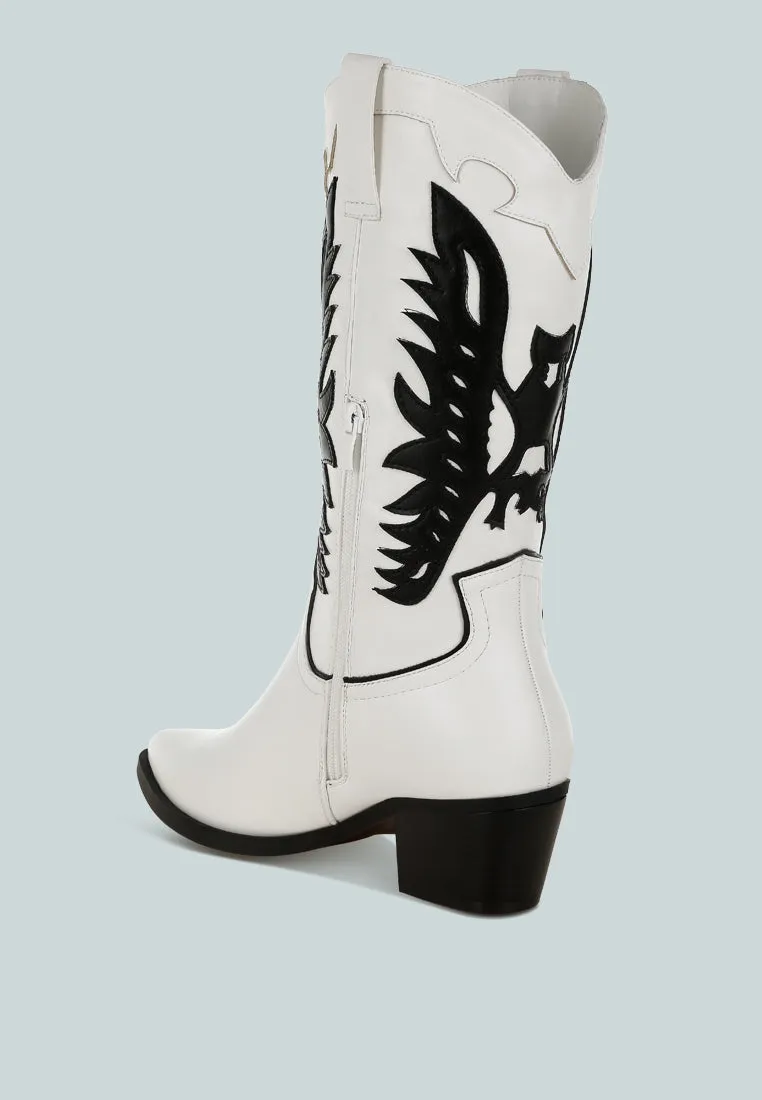 Winged Patchwork Cowboy Boots By RUW