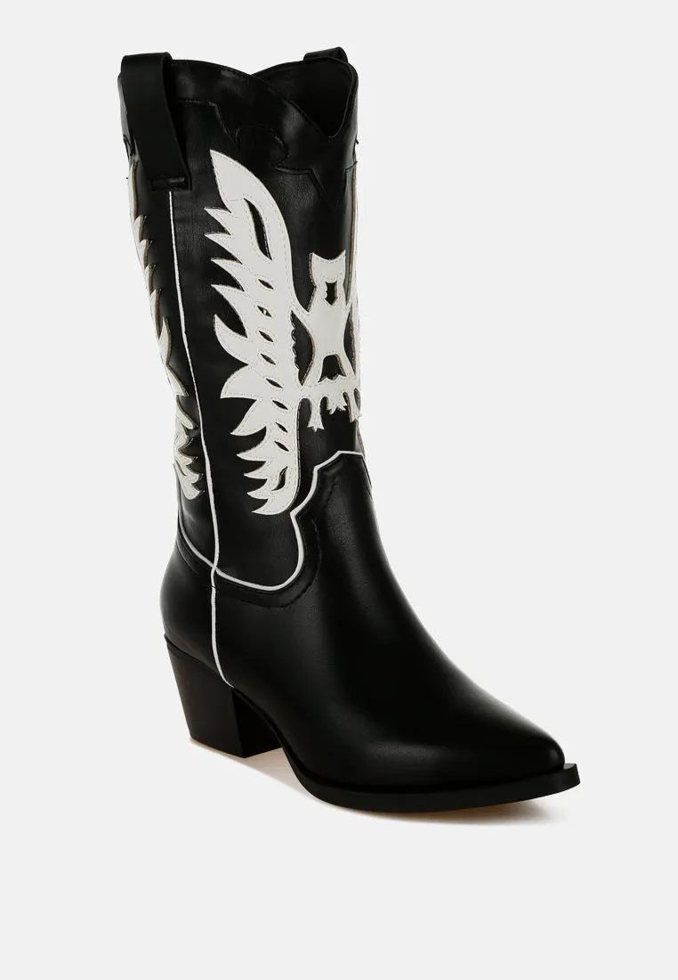 Winged Patchwork Cowboy Boots By RUW